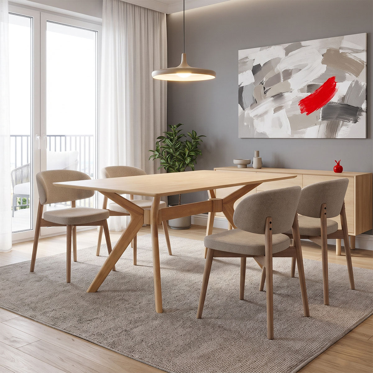 Bej - Nuc | SKU: 200-002103 | Set masă și 4 scaune Sienna-Raffles, Bej - Nuc, 150x90x76 cm, varianta Bej - Nuc, produs pentru amenajarea locuinței, disponibil online în România la CasaMob