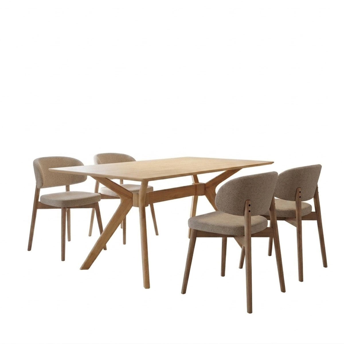 Bej - Nuc | SKU: 200-002103 | Set masă și 4 scaune Sienna-Raffles, Bej - Nuc, 150x90x76 cm, varianta Bej - Nuc, produs pentru amenajarea locuinței, disponibil online în România la CasaMob