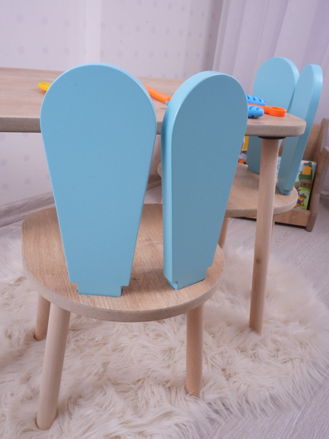 Set masa si scaun pentru copii Furniture Bunny One, 50x45x60 cm - Baby Blue Brown