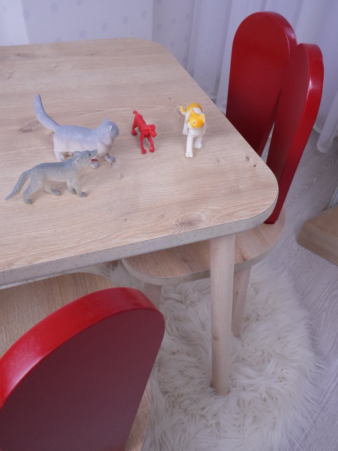 Set masa si scaun pentru copii Furniture Bunny One, 50x45x60 cm - Red Brown