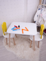 Set masa si scaun pentru copii Furniture Bunny One, 50x45x60 cm - Yellow White