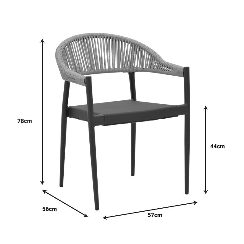 Set masa si scaune 3 buc de gradina Elation, Antracit, 80x80x74 cm