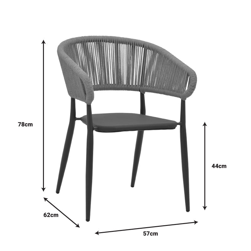 Set masa si scaune 3 buc de gradina Kliton-Raven, Antracit, 80x80x74 cm