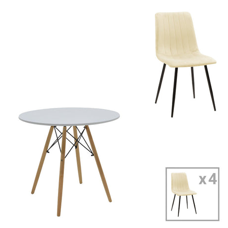 Set masa si scaune 3 piese Julita-Noor, Natural, 80x80x73 cm