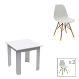 Set masa si scaune 3 piese Manka-Julita, Alb, 80x80x77 cm