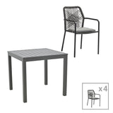 Set masa si scaune 5 buc de gradina Kliton-Kherson, Antracit, 80x80x74 cm