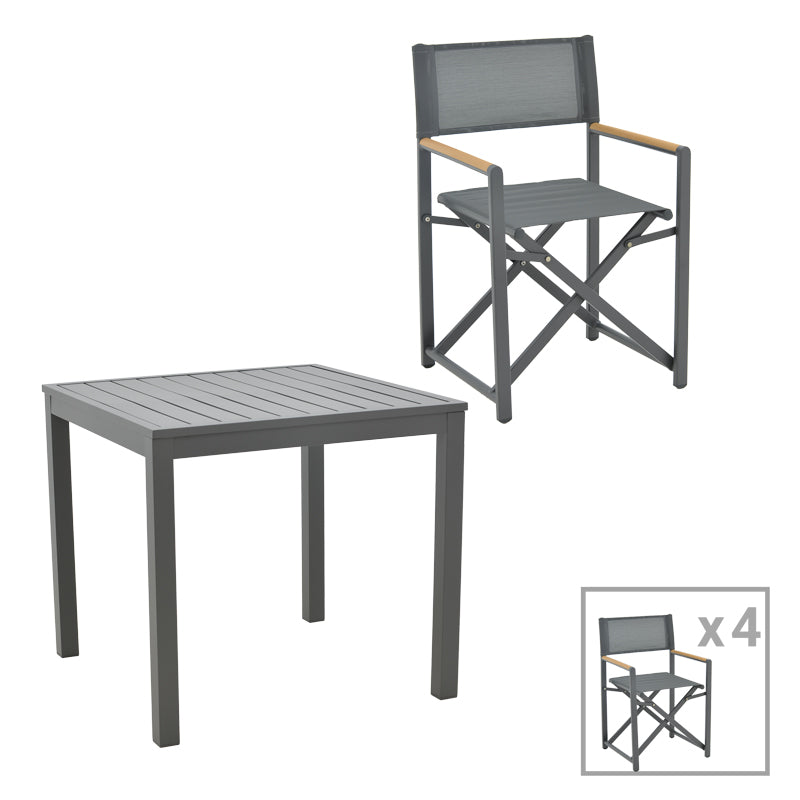 Set masa si scaune 5 buc de gradina Mabu-Kliton, Antracit, 80x80x74 cm