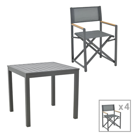 Set masa si scaune 5 buc de gradina Mabu-Kliton, Antracit, 80x80x74 cm