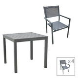 Set masa si scaune 5 buc Moly-Kliton, Antracit, 80x80x74 cm