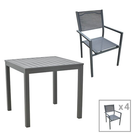 Set masa si scaune 5 buc Moly-Kliton, Antracit, 80x80x74 cm