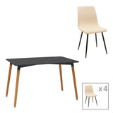 Set masa si scaune 5 piese Natali-Noor, Alb, 120x80x76 cm