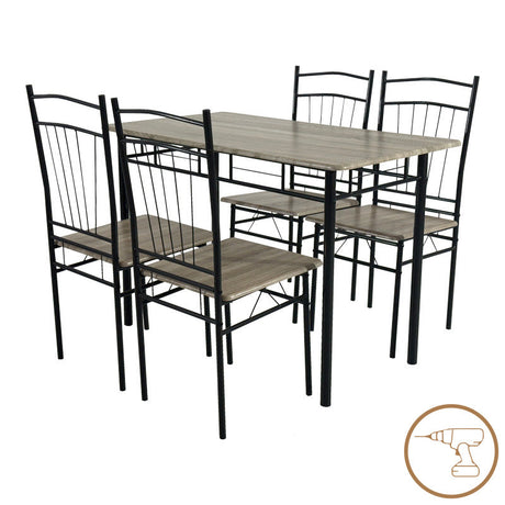 Set masa si scaune 5 piese Reforia, Gri, 110x60x74 cm