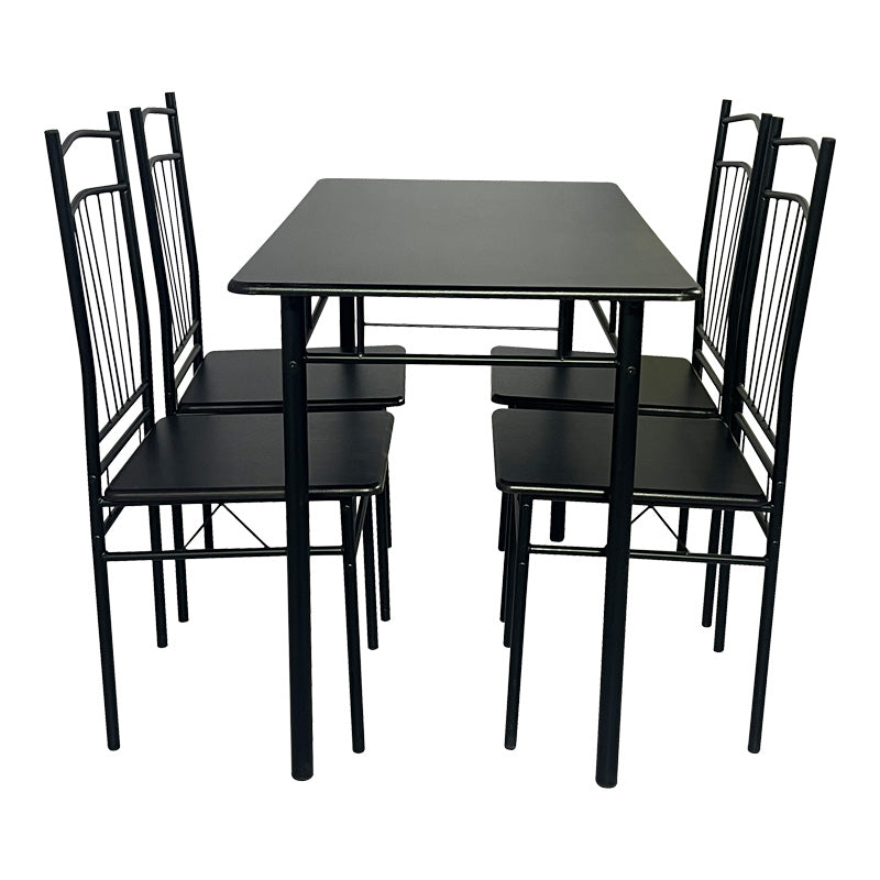 Set masa si scaune 5 piese Reforia, Negru, 110x60x74 cm