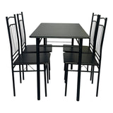 Set masa si scaune 5 piese Reforia, Negru, 110x60x74 cm