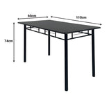 Set masa si scaune 5 piese Reforia, Negru, 110x60x74 cm