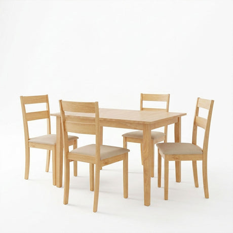 Set masa si scaune Dallan Country, Lemn rubberwood, Natural, 150x80x74 cm