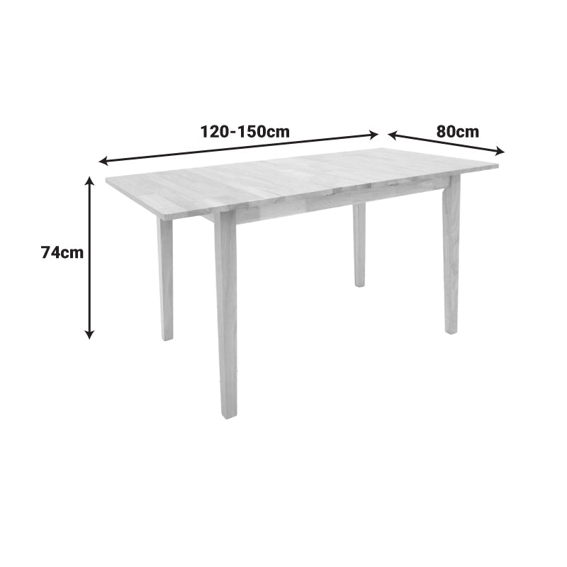 Set masa si scaune Dallan Country, Lemn rubberwood, Natural, 150x80x74 cm