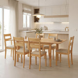 Set masa si scaune Dallan Country, Lemn rubberwood, Natural, 150x80x74 cm