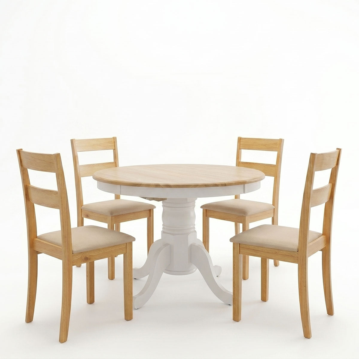 Set masa si scaune Dallan Lars, Lemn rubberwood, Alb, 100x75 cm