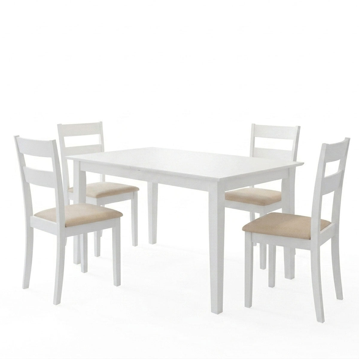 Set masa si scaune Dallan Mabor, Lemn rubberwood, Alb, 150x80x74 cm