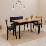 Set masă și scaune extensibile (4 bucăți) OLİVER SBT WHİTE KARİNA 11, Negru, 120x75x75 cm