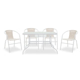 Set Masa si Scaune Gradina Valor-Obbi 5 Piese, Alb, 120x70x70 cm