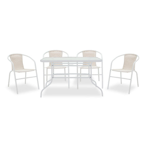 Set Masa si Scaune Gradina Valor-Obbi 5 Piese, Alb, 120x70x70 cm