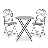 Set Masa si Scaune Gradina Walen 3 Piese Negru, Alb, 60x60x93 cm - Negru