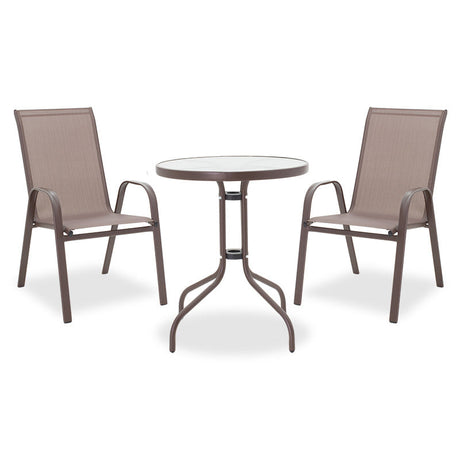Set Masa si Scaune Gradina Watson-Calan 3 Piese, Maro, 70x60x70 cm