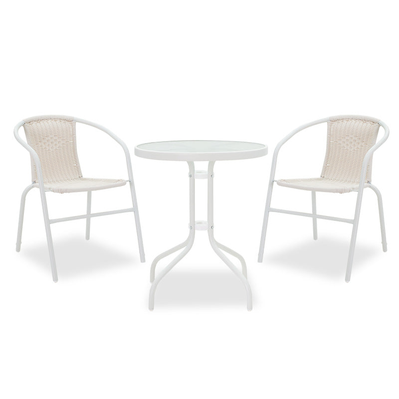 Set Masa si Scaune Gradina Watson-Obbi 3 Piese, Alb, 60x60x70 cm