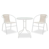 Set Masa si Scaune Gradina Watson-Obbi 3 Piese, Alb, 60x60x70 cm