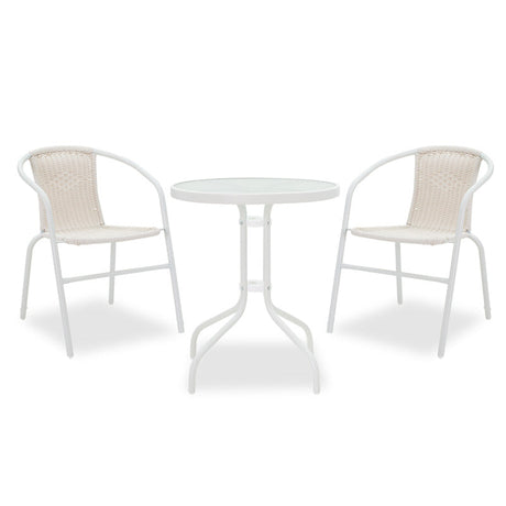 Set Masa si Scaune Gradina Watson-Obbi 3 Piese, Alb, 60x60x70 cm