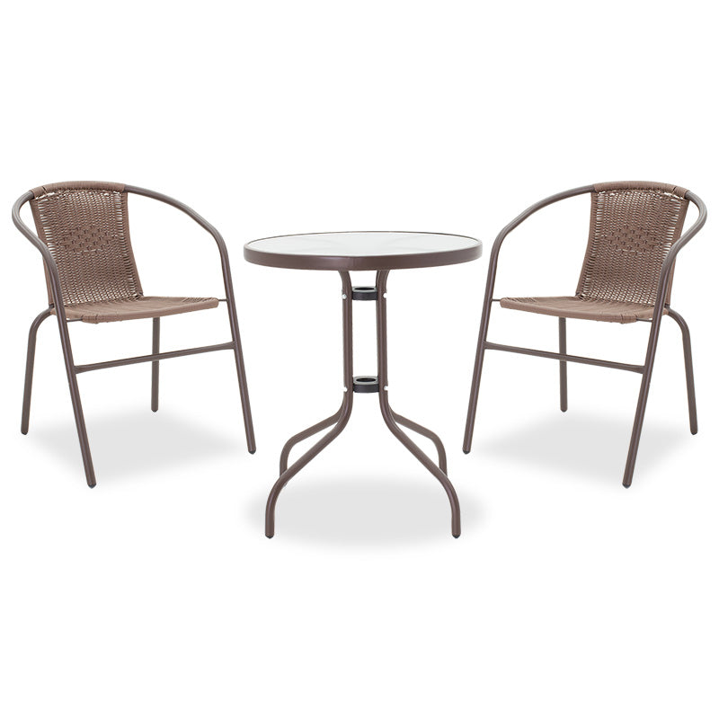 Set Masa si Scaune Gradina Watson-Obbi 3 Piese, Maro, 60x60x70 cm