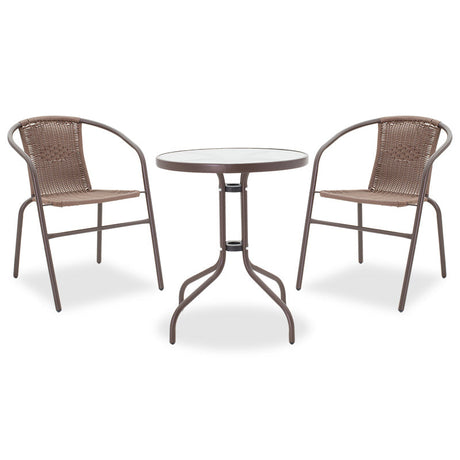Set Masa si Scaune Gradina Watson-Obbi 3 Piese, Maro, 60x60x70 cm