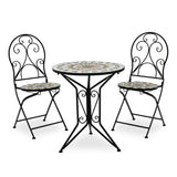 Set Masa si Scaune Mosaic 3 Piese, Negru - Multicolor, 60x60x94 cm