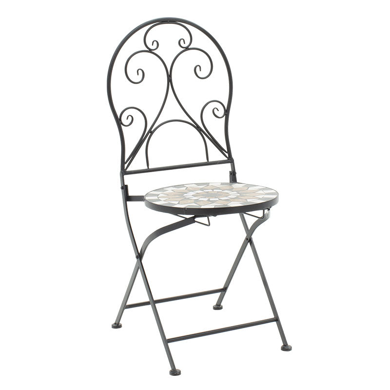 Set Masa si Scaune Mosaic 3 Piese, Negru - Multicolor, 60x60x94 cm