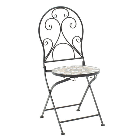 Set Masa si Scaune Mosaic 3 Piese, Negru - Multicolor, 60x60x94 cm