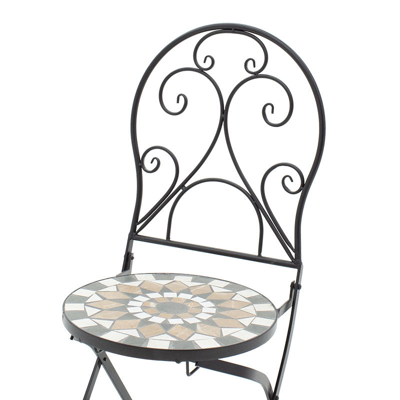 Set Masa si Scaune Mosaic 3 Piese, Negru - Multicolor, 60x60x94 cm