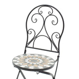 Set Masa si Scaune Mosaic 3 Piese, Negru - Multicolor, 60x60x94 cm