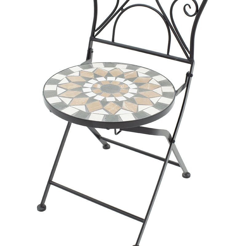 Set Masa si Scaune Mosaic 3 Piese, Negru - Multicolor, 60x60x94 cm