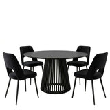 Set masa si scaune Murde Chairs Black, MDF, Negru, D120x75 cm