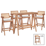 Set masa si scaune pentru sufragerie Winslow set 7 piese lemn de arbore de cauciuc, nuc deschis, 120x45x100 cm