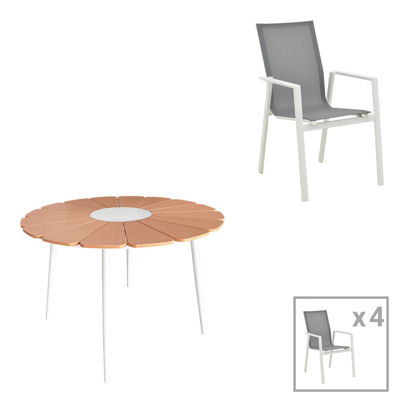 Set masa si scaune Pinap-Dashiell, 5 piese, D110x74 cm - Set masa si scaune Pinap-Dashiell, 5 piese, D110x74 cm - 152-000101