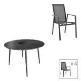 Set masa si scaune Pinap-Dashiell, 5 piese, D110x74 cm - Set masa si scaune Pinap-Dashiell, 5 piese, D110x74 cm