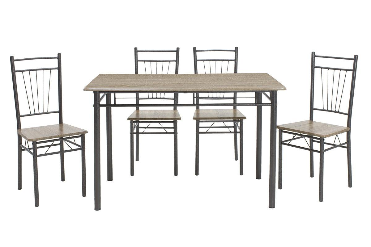 Set masa si scaune Roza, 5 piese, Nuc - Alb - Sonoma - Gri, 120x70x75 cm - Sonoma