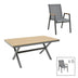 Set masa Thorio-Azelie 7 antracit aluminiu si placaj, Natural, 160x90x75 cm
