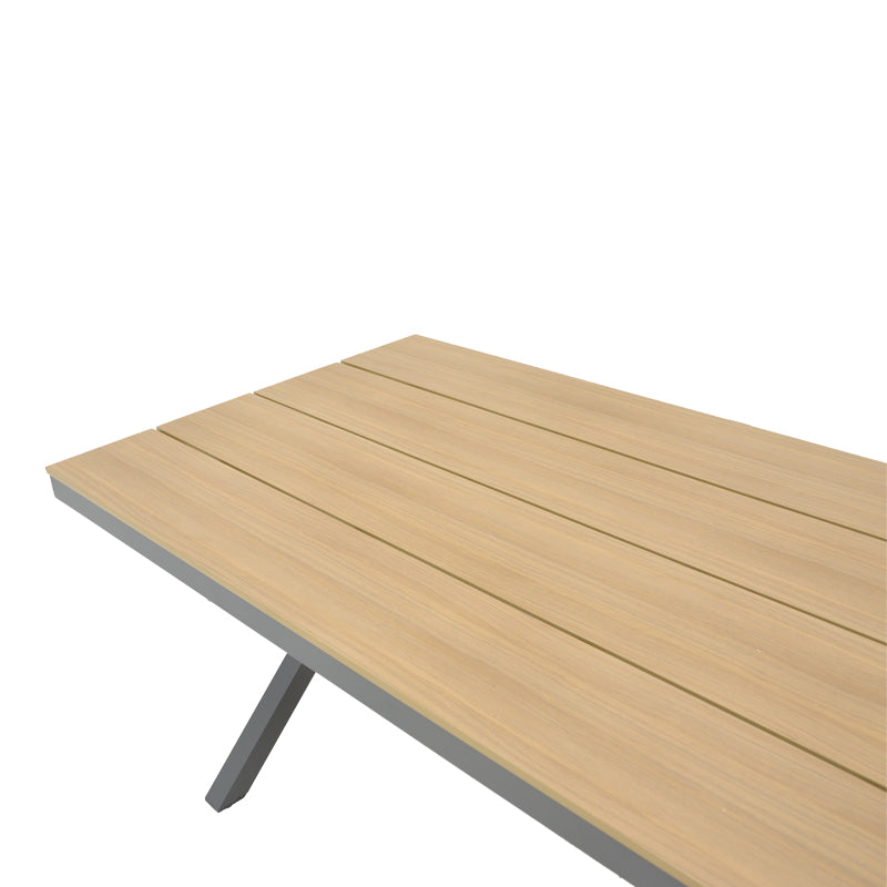 Set masa Thorio-Azelie 7 antracit aluminiu si placaj, Natural, 160x90x75 cm