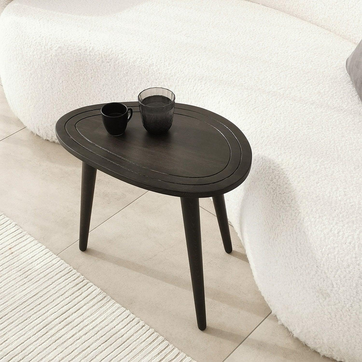 Set Masuta de Cafea, 2 bucati, Lemn Masiv, Gri - Nuc, 50x48x33 cm - Gri
