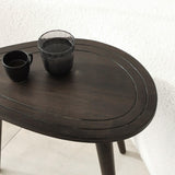 Set Masuta de Cafea, 2 bucati, Lemn Masiv, Gri - Nuc, 50x48x33 cm - Gri