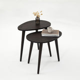 Set Masuta de Cafea, 2 bucati, Lemn Masiv, Gri - Nuc, 50x48x33 cm - Gri